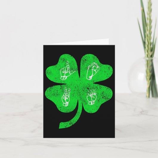 Asl Love Gebarentaal St Patrick's Day Doof Aware Kaart (Voorkant)