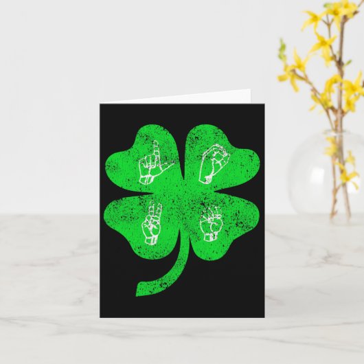 Asl Love Gebarentaal St Patrick's Day Doof Aware Kaart (Gele Bloem)