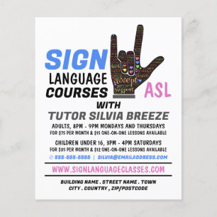 ASL, Love Gesture, Sign Language CourAdvert Flyer