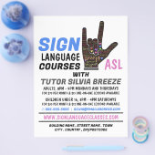 ASL, Love Gesture, Sign Language CourAdvert Flyer (Enkel)