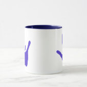 ASL Love hand in blue on mok (Midden)