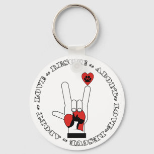 ASL - LOVE SIGN - ADOPT - RESCUE - CATEGORIE - HON SLEUTELHANGER