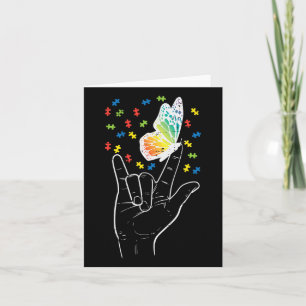 Asl Love Sign Butterfly Puzzle Autisme Awareness S Kaart