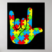 Asl Love Sign Language Autism Awareness  Poster (Voorkant)