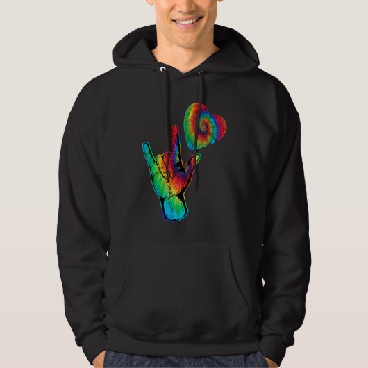 ASL Love Sign Language Autism  Awareness Support   Hoodie (Voorkant)