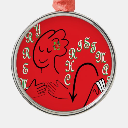 ASL Merry Kerstmis Metalen Ornament (Voorkant)
