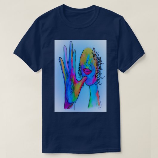 ASL-moeder in blauwe overtonen T-shirt (Design voorkant)