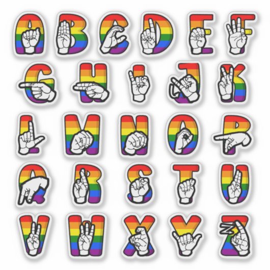 ASL Pride Alphabet Sticker (Voorkant)