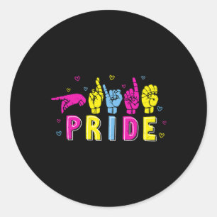 ASL Pride Pan Rainbow Gebarentaal Doof Bewustzijn Ronde Sticker