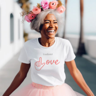 ASL Roze en Grijs Stralen Liefde T-shirt