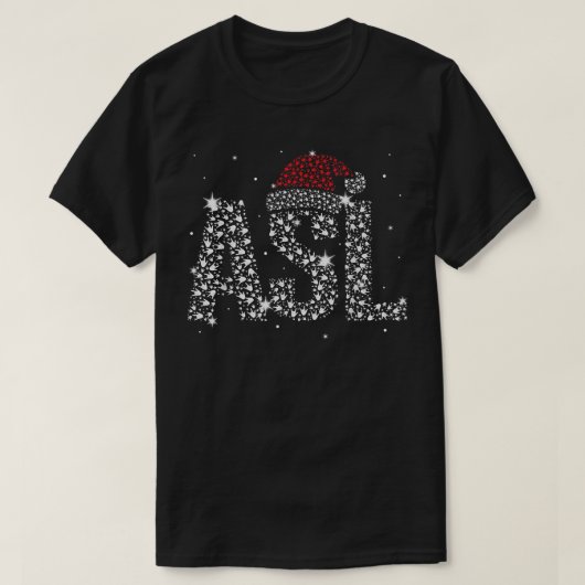 ASL Santa Hat American Sign Language Kerstdea T-shirt (Design voorkant)