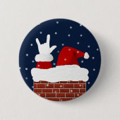ASL Santa w/ I Love You Handshape Kerstmis Button (Voorkant)