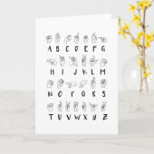 ASL Sign Language Alphabet Learning Gift Kaart (Gele Bloem)