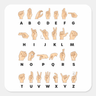 ASL Sign Language Hand Alphabet Teacher Vierkante Sticker