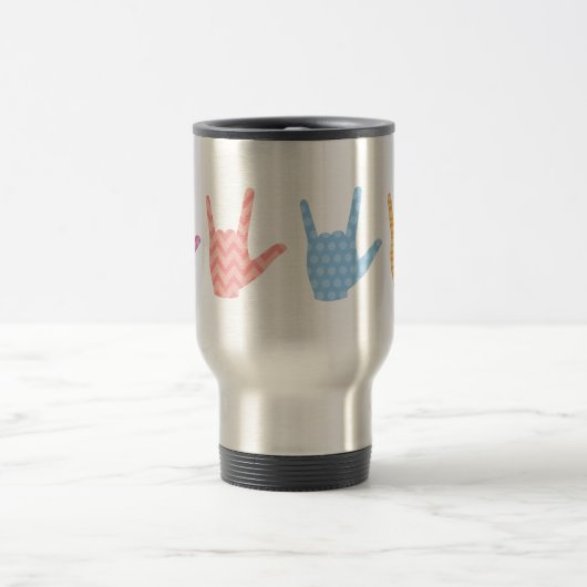ASL Sign Language I Love You Pattern Travel Mug Reisbeker (Center)