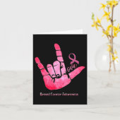 ASL Sign Love Borstkanker Bewustzijn Roze Lint Kaart (Gele Bloem)