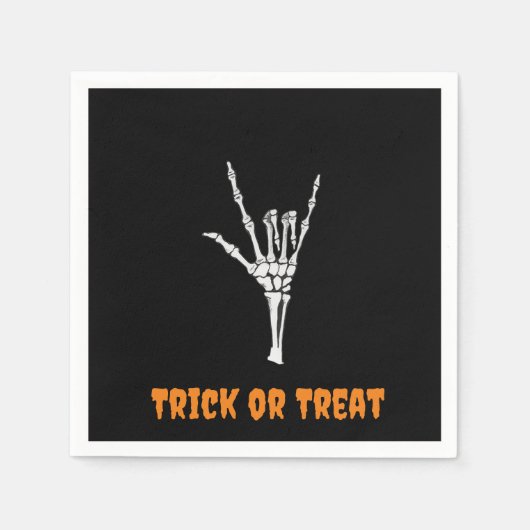 ASL Skeleton ILY Hand -Trick or treat! Servet (Voorkant)