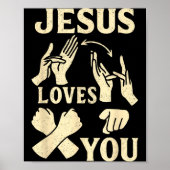 Asl Teacher American Sign Language Christian Jesus Poster (Voorkant)