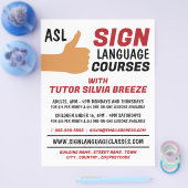 ASL Thumbs-up Gesture Sign Language Course Advert Flyer (Enkel)