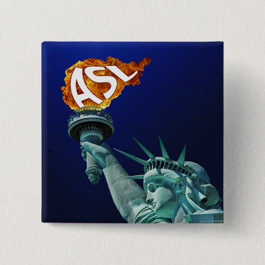 ASL verlicht doven en mensen horen Vierkante Button 5,1 Cm (Voorkant)