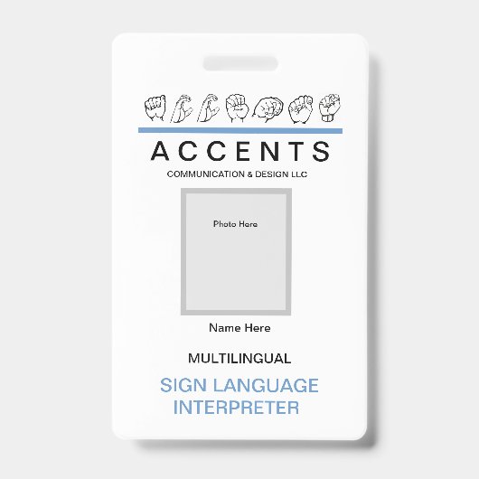 ASL Vingerspeld Professionele ID Badge (Voorzijde)