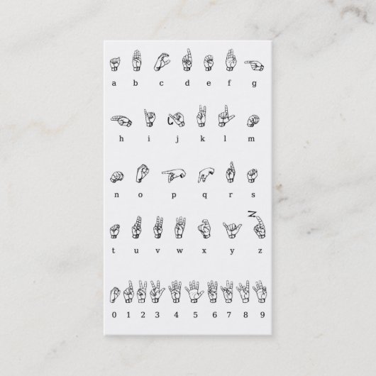 ASL, Visitekaartje gebarentaal (Voorkant)