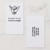 ASL, Visitekaartje gebarentaal (Voorkant / Achterkant)