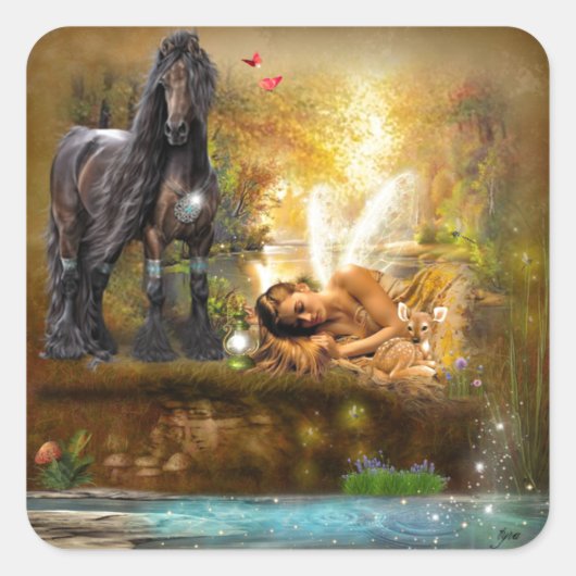 Aslapen om te dromen vierkante sticker (Voorkant)