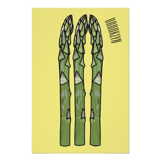 Asparagus cartoon afbeelding perfect poster (Voorkant)