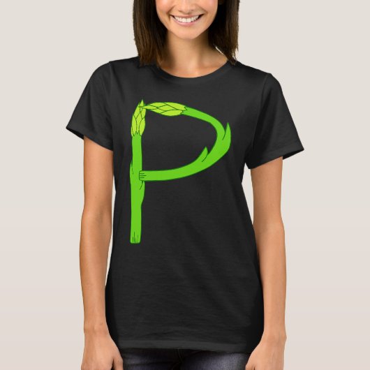 Asparagus Pee Letter P Visual Pun Vegetable Humor T-shirt (Voorkant)