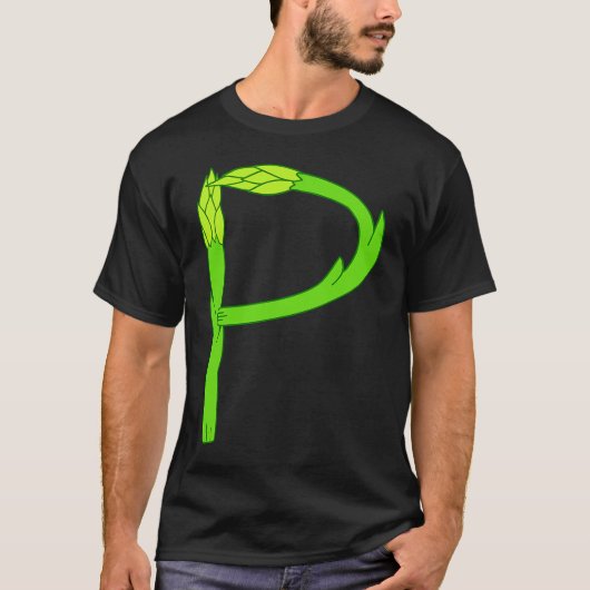 Asparagus Pee Letter P Visual Pun Vegetable Humor T-shirt (Voorkant)