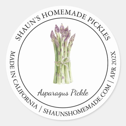 Asparagus Pickle étiquette moderne (Devant)