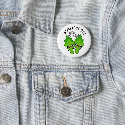 Asparagus Tips Funny Veggie Pun Ronde Button 5,7 Cm (In situ)
