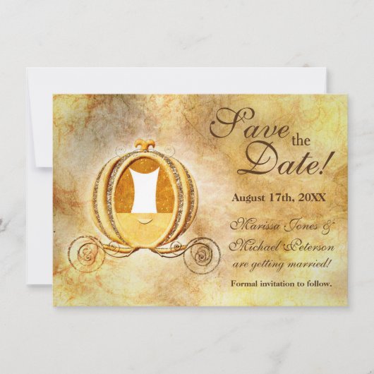 Aspe Cinderella Koets Save the Date Kaart (Voorkant)