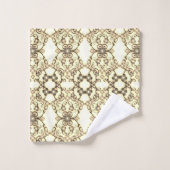 Aspect dentelle de fleurs Sépia doré (Gant de toilette)