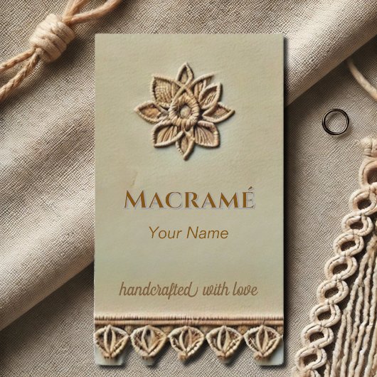 Aspect macramé - Carte de visite beige
