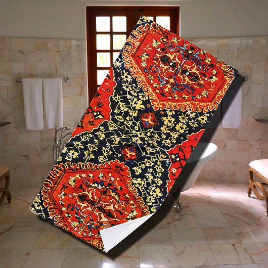 Aspect tapis oriental en bleu&orange