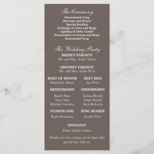 Aspen Birch Trees Programme de mariage (Dos)