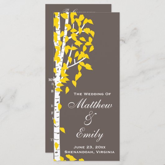 Aspen Birch Trees Programme de mariage (Devant / Derrière)