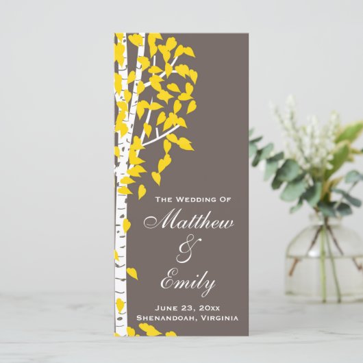 Aspen Birch Trees Trouwprogramma Programma (Staand voorkant)