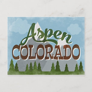 Aspen Colorado Fun Retro Snowy Mountains Briefkaart