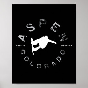 Aspen Colorado Graphic Snowboard Poster