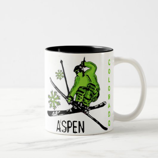 Aspen Colorado groene themskieier mok koffie (Rechts)