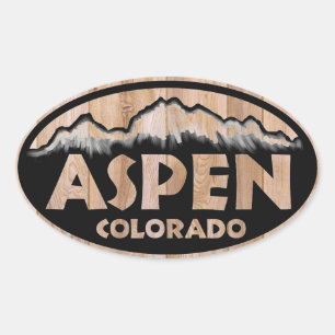 Aspen Colorado-houten ovaalvormige stickers