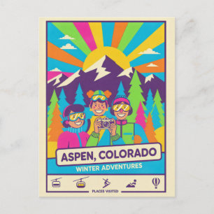 Aspen, Colorado – Retro jaren 90 Reisstijl Briefkaart