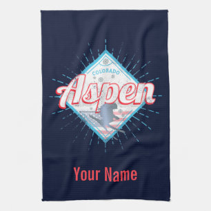 Aspen Colorado Retro Skier  USA Ski Theedoek