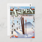 Aspen Colorado  ski-poster. Briefkaart (Voorkant / Achterkant)