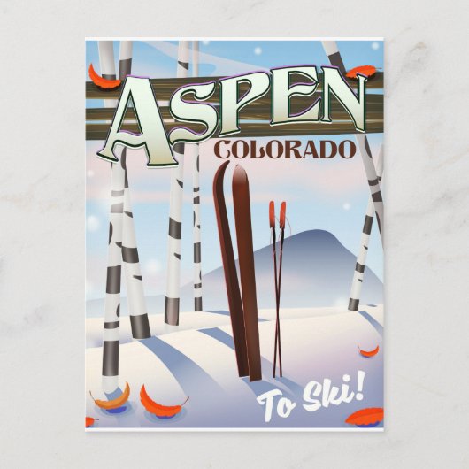 Aspen Colorado  ski-poster. Briefkaart (Voorkant)