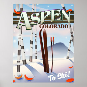 Aspen Colorado  ski-poster. Poster