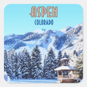 Aspen Colorado Ski Resort Mountains Vierkante Sticker
